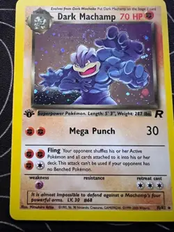 1st Edition Dark Machamp 10/82 Team Rocket Holo Wotc Pokemon Card - SWIRL - Image 5