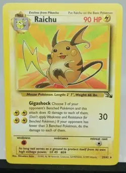 Raichu - 29/62 Fossil Set - Rare Non Holo Pokemon Card - NM - FREE SHIPPING - Image 1