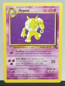 Hypno 23/62 Rare Non Holo Fossil Set Pokemon Card - NM Near Mint - FREE SHIPPING - Image 1
