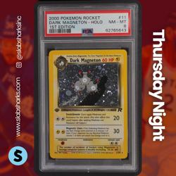 2000 POKEMON TEAM ROCKET FIRST EDITION #11/82 DARK MAGNETON HOLO PSA 8 - Image 1