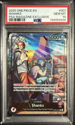 2025 One Piece EN Shanks PSA 10 GEM PSA Magazine Exclusive FULL ART #001 - Image 1