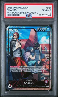 2025 ONE PIECE PROMOS PSA MAGAZINE EXCLUSIVE #001 SHANKS PSA 10 - Image 1