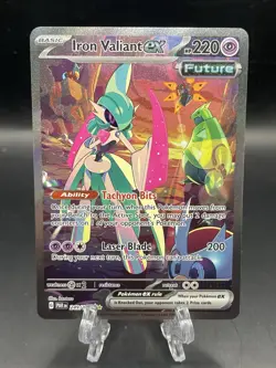 Pokemon TCG Iron Valiant EX Paradox Rift 249/182 Special Illustration Rare NM - Image 1