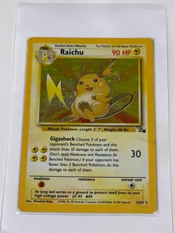 Raichu 14/62 holo rare- Fossil- Vintage Pokemon Singles- Damaged - Image 1