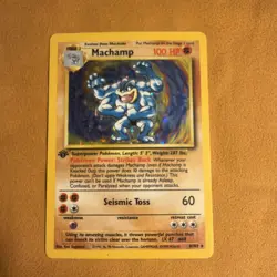 Pokemon TCG Machamp Base Set 8/102 Rare Holo First Edition 1999 Ken Sugimori - Image 1