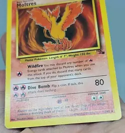 1999 Pokemon TCG Moltres Fossil 27/62 Regular Non-Holo Unlimited Rare - MP - Image 3