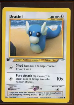 Dratini Common 63/105 Ex/NM 1st Edition Neo Destiny Yuka Morii Pokemon - Image 1
