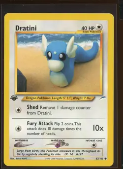 Dratini Common 63/105 Ex/NM 1st Edition Neo Destiny Yuka Morii Pokemon - Image 3