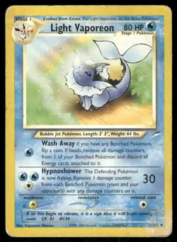 Pokemon Tcg Light Vaporeon #52 Pokemon Neo Destiny HP - Image 1