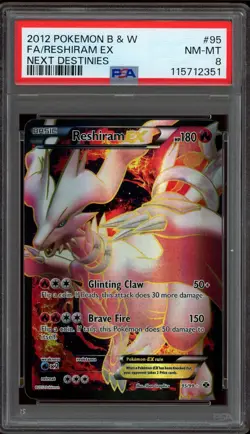 Pokemon PSA 8 Reshiram EX 95/99 Black & White Next Destinies Full Art Near Mint - Image 1