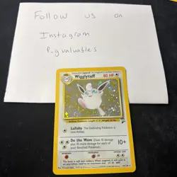 Pokemon TCG Wigglytuff 19/130 Base Set 2 Holo Rare Vintage SWIRL left side - Image 1