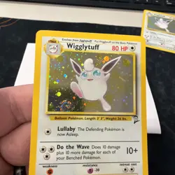 Pokemon TCG Wigglytuff 19/130 Base Set 2 Holo Rare Vintage SWIRL left side - Image 2