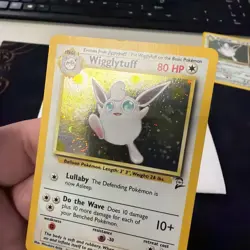 Pokemon TCG Wigglytuff 19/130 Base Set 2 Holo Rare Vintage SWIRL left side - Image 3