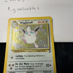 Pokemon TCG Wigglytuff 19/130 Base Set 2 Holo Rare Vintage SWIRL right side - Image 2