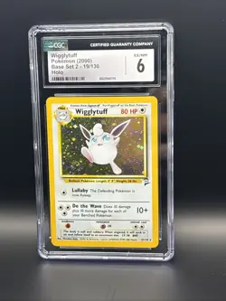 Pokemon TCG Wigglytuff Holo Rare Card 19/130 Base Set 2 Vintage CGC 6 - Image 1