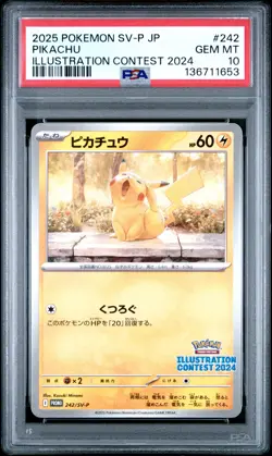 2025 POKEMON JAPANESE SV-P PROMO ILLUSTRATION CONTEST 2024 #242 PIKACHU PSA 10 - Image 1