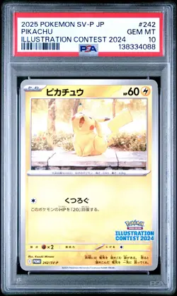 2025 POKEMON JAPANESE SV-P PROMO ILLUSTRATION CONTEST 2024 #242 PIKACHU PSA 10 - Image 1