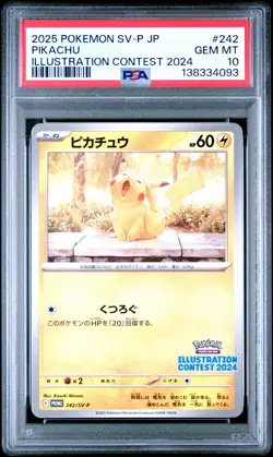 2025 POKEMON JAPANESE SV-P PROMO ILLUSTRATION CONTEST 2024 #242 PIKACHU PSA 10 - Image 1