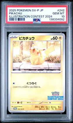 2025 POKEMON JAPANESE SV-P PROMO ILLUSTRATION CONTEST 2024 #242 PIKACHU PSA 10 - Image 1