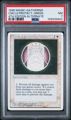MTG - Circle of Protection: Green - ALTERNATE 4th Edition Magic - Graded PSA 7 - Image 1
