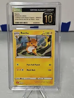 CGC 10 Pristine Raichu Holo 009/034 Trading Card Game Classic CLC Pokemon Card - Image 1