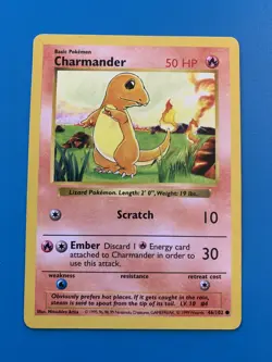 Shadowless Charmander 46/102 Base Set Rare Vintage 1999 Pokemon Card - Image 1