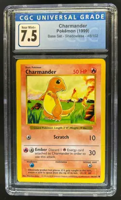 1999 Pokemon Set Shadowless Charmander #46/102 CGC 7.5 - Image 1