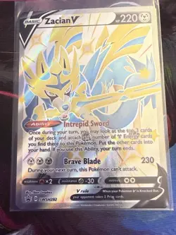 Pokemon TCG Zacian v Shiny Black Star Promo SWSH292 Holo Card NM Condition - Image 1