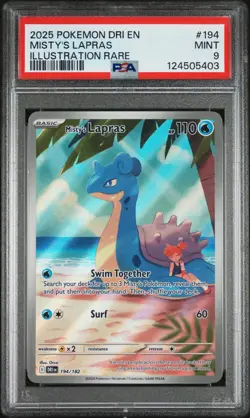 2025 Pokemon Dri EN-Destined Rivals Misty's Lapras Illustration Rare PSA 9 #194 - Image 1