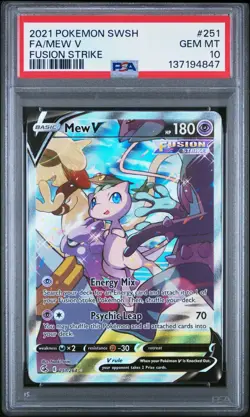 2021 POKEMON SWORD & SHIELD FUSION STRIKE 251 FULL ART/MEW V PSA 10 - Image 1