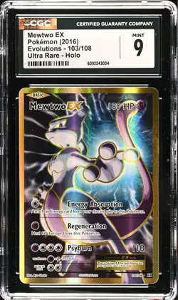 CGC 9 MINT Mewtwo Ex 103/108 XY Evolutions Ultra Rare Holo Full Art Pokemon - Image 1