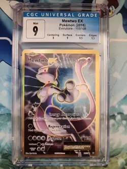 CGC 9 Blue Label w/ Subs - Mewtwo EX #103/108 FA Pokemon ~ 2016 XY Evolutions - Image 1