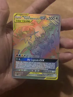 Moltres Zapdos Articuno GX 69/68 - Hidden Fates Rainbow Secret Rare Pokemon NM - Image 1