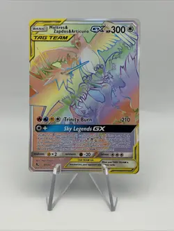 Pokemon TCG Moltres Zapdos Articuno Tag Team GX Hidden Fates 69/68 Rainbow - Image 1