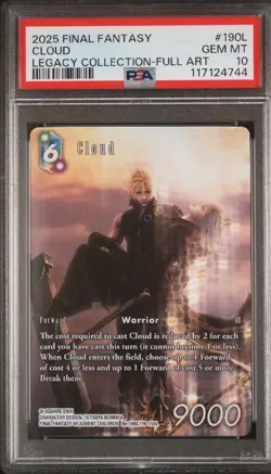 2025 Final Fantasy TCG: Cloud -Legacy Collection Full Art Foil (PSA 10 GEM MINT) - Image 1