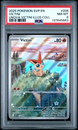 2025 POKEMON SVP PROMO UNOVA VICTINI ILLUSTRATION COLLECTION #208 VICTINI PSA 8 - Image 1