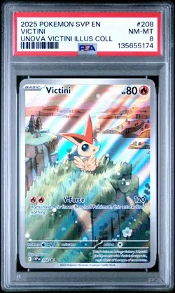 2025 POKEMON SVP PROMO UNOVA VICTINI ILLUSTRATION COLLECTION #208 VICTINI PSA 8 - Image 1