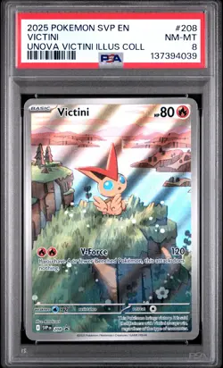 2025 POKEMON SVP PROMO UNOVA VICTINI ILLUSTRATION COLLECTION #208 VICTINI PSA 8 - Image 1