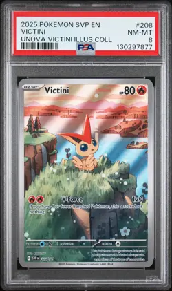 2025 POKEMON SVP PROMO UNOVA VICTINI ILLUSTRATION COLLECTION #208 VICTINI PSA 8 - Image 1