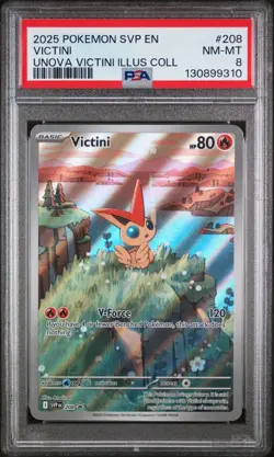 2025 POKEMON SVP PROMO UNOVA VICTINI ILLUSTRATION COLLECTION #208 VICTINI PSA 8 - Image 1