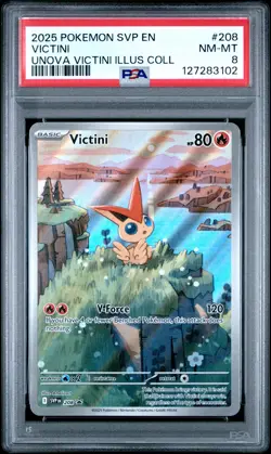 2025 POKEMON SVP PROMO UNOVA VICTINI ILLUSTRATION COLLECTION #208 VICTINI PSA 8 - Image 1