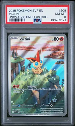 2025 POKEMON SVP PROMO UNOVA VICTINI ILLUSTRATION COLLECTION #208 VICTINI PSA 8 - Image 1