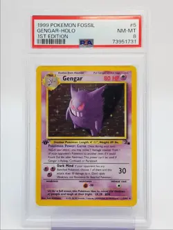 GENGAR 1999 POKEMON FOSSIL 1ST EDITION HOLO 5/62 PSA 8 Q0907 - Image 1