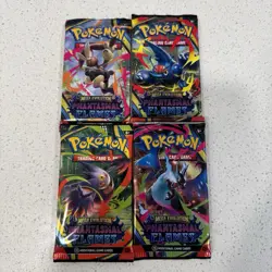 Pokemon TCG - PHANTASMAL FLAMES - Sleeved Booster Pack COMPLETE ART SET - 4Packs - Image 1