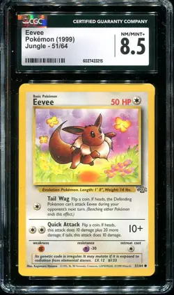 Eevee Pokemon Jungle 51/64 CGC 8.5 NEAR MINT - MINT+ - Image 1