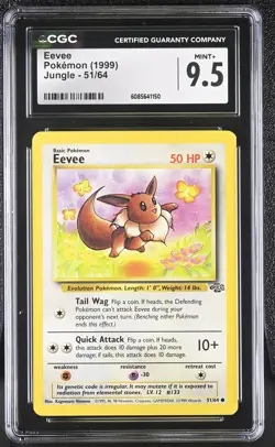 CGC 9.5 MINT+ Eevee 1999 Jungle 51/64 Pokemon Card - Image 1