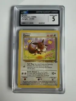 1999 Pokemon Eevee 51/64 Jungle Unlimited CGC 5 PSA BGS WoTC - Image 1