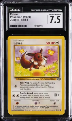 1999 POKEMON JUNGLE #51/64 EEVEE CGC 7.5 - Image 1