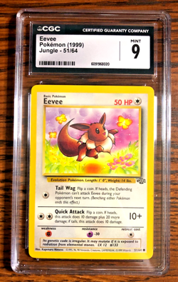 VINTAGE Eevee Common #51 - CGC MINT 9 - 1999 WOTC Jungle Unlimited - Pokemon TCG - Image 1