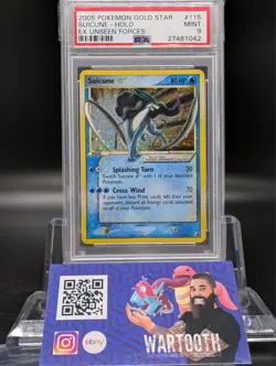 Pokemon Suicune 2005 Gold Star Holo Card 115/115 EX Unseen Forces PSA 9 Mint - Image 1